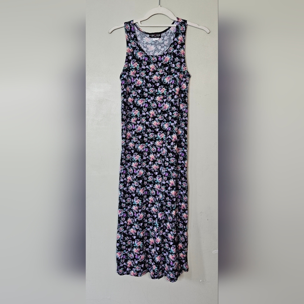 🩷Lori & Jane‎ Maxi Dress Sz M 10/ 12 Purple Floral Print 💜💐